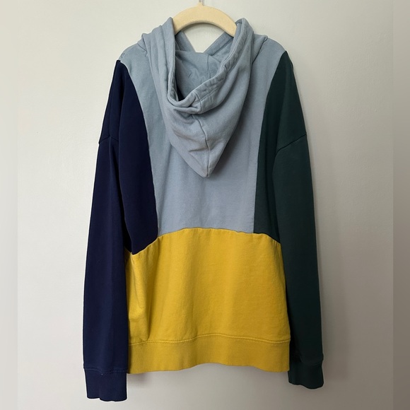 Boys Colorblock Cotton Hoodie by Hanna Andersson Size 10 Blue Yellow Green - Picture 3 of 7